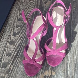 Kelly & Katie T Strap Heels in Fuchsia Jewel Tone